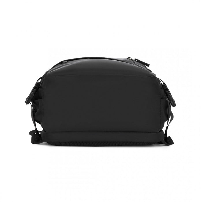 Traveler's Backpack with Detachable Waist Pack and Integrated USB/Type-C Charging Ports – Black