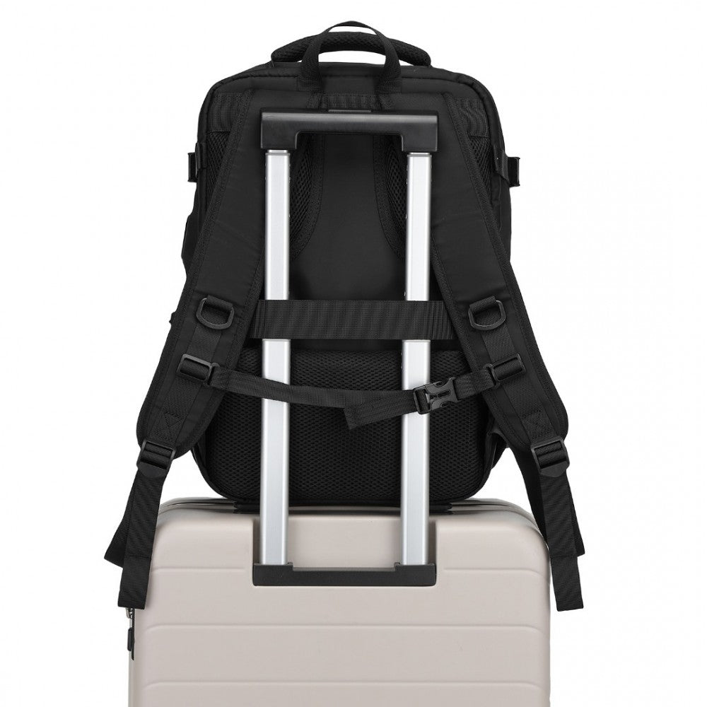 Traveler's Backpack with Detachable Waist Pack and Integrated USB/Type-C Charging Ports – Black