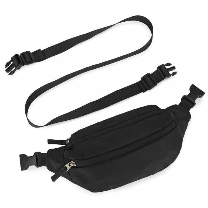 Traveler's Backpack with Detachable Waist Pack and Integrated USB/Type-C Charging Ports – Black