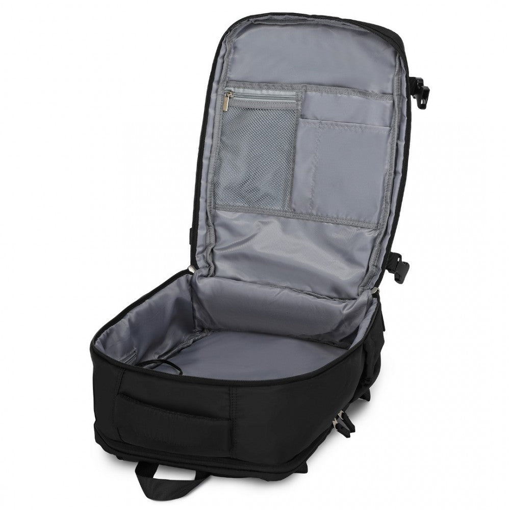 Traveler's Backpack with Detachable Waist Pack and Integrated USB/Type-C Charging Ports – Black