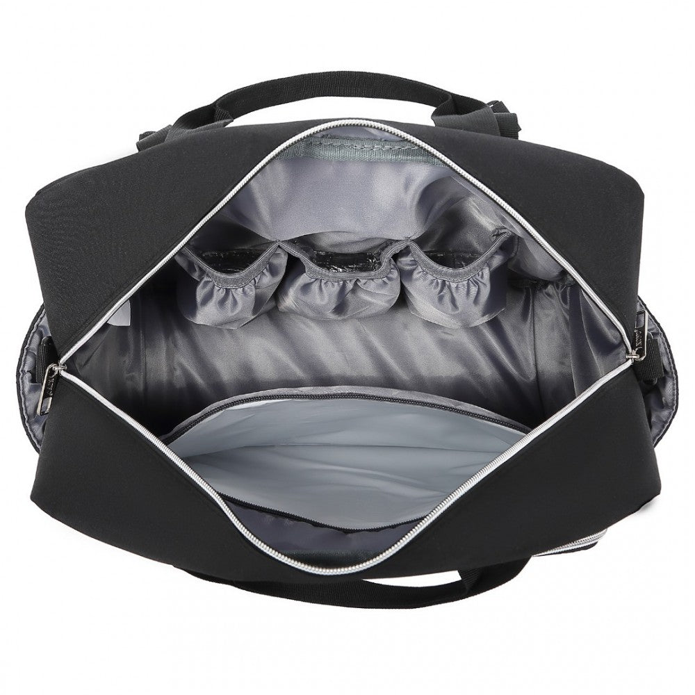 Nappy Changing Tote Bag with Built-In Changing Mat Thermal Insulation Waterproof Design – Black