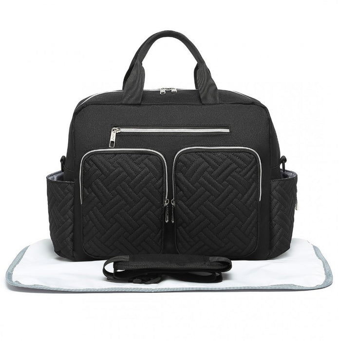 Nappy Changing Tote Bag with Built-In Changing Mat Thermal Insulation Waterproof Design – Black