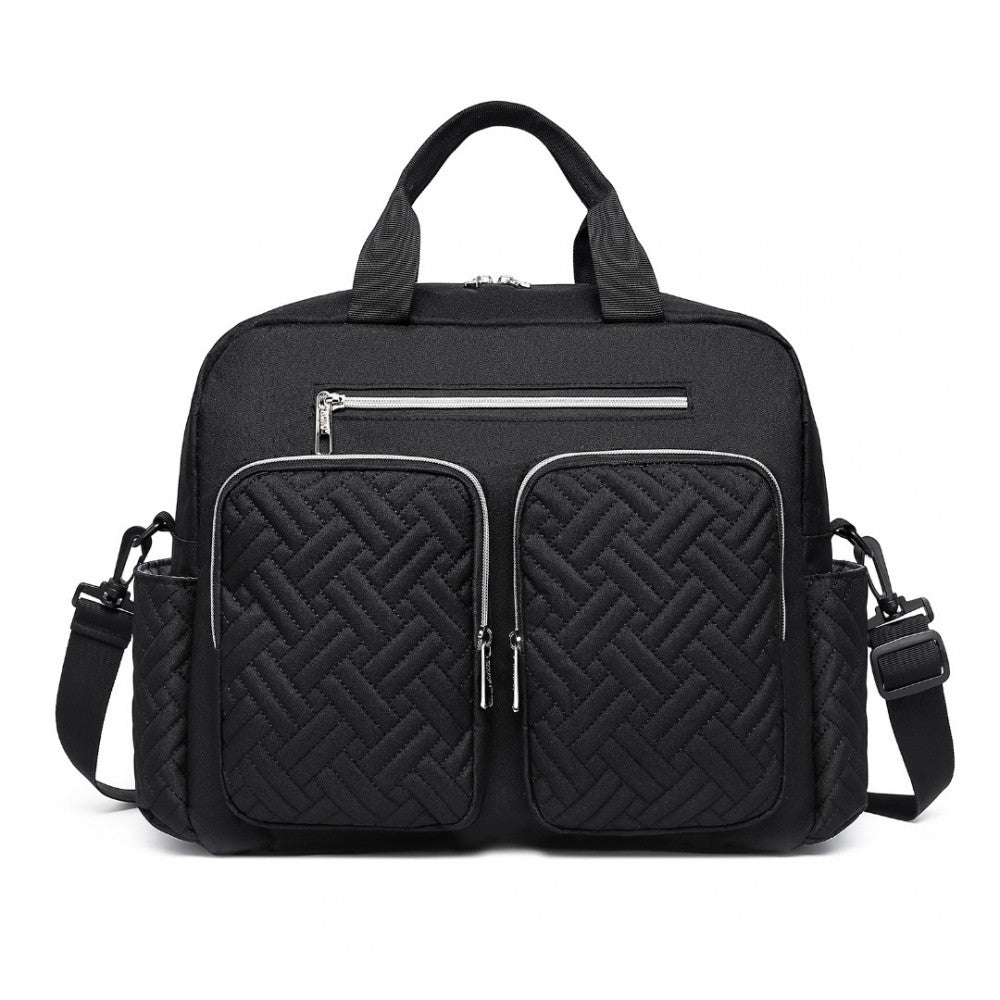 Nappy Changing Tote Bag with Built-In Changing Mat Thermal Insulation Waterproof Design – Black