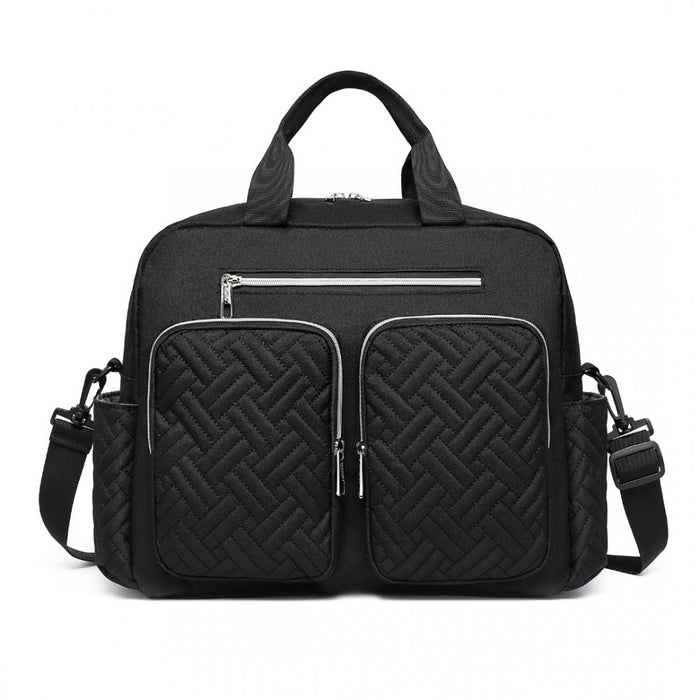 Nappy Changing Tote Bag with Built-In Changing Mat Thermal Insulation Waterproof Design – Black