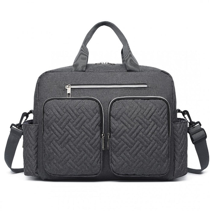 Nappy Changing Tote Bag with Built-In Changing Mat Thermal Insulation Waterproof Design – Dark Grey
