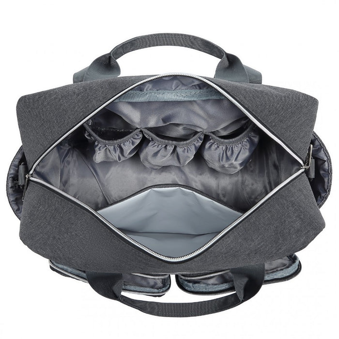 Nappy Changing Tote Bag with Built-In Changing Mat Thermal Insulation Waterproof Design – Dark Grey