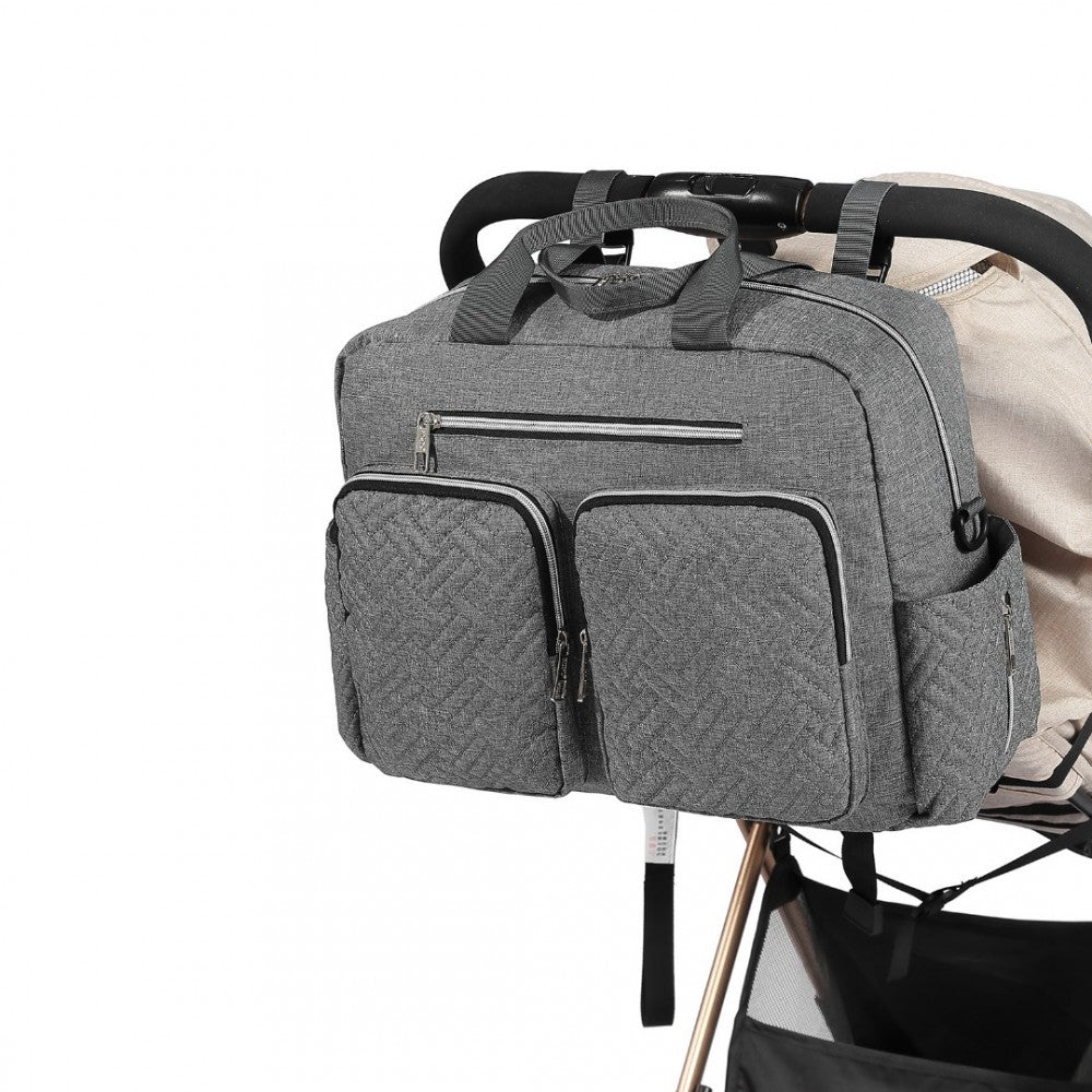 Nappy Changing Tote Bag with Built-In Changing Mat Thermal Insulation Waterproof Design – Grey