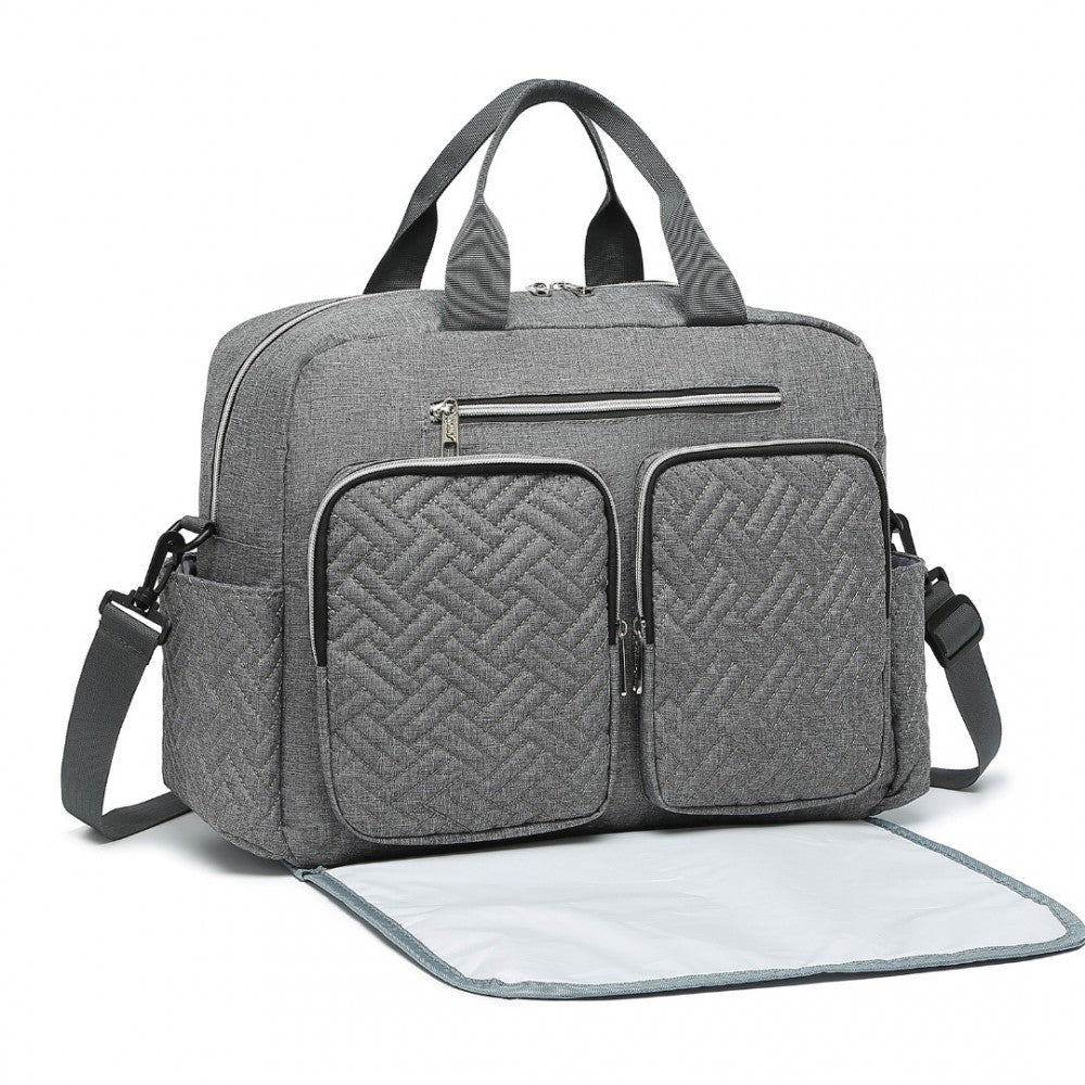 Nappy Changing Tote Bag with Built-In Changing Mat Thermal Insulation Waterproof Design – Grey