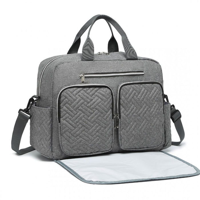 Nappy Changing Tote Bag with Built-In Changing Mat Thermal Insulation Waterproof Design – Grey