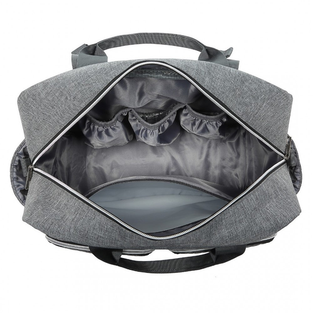 Nappy Changing Tote Bag with Built-In Changing Mat Thermal Insulation Waterproof Design – Grey