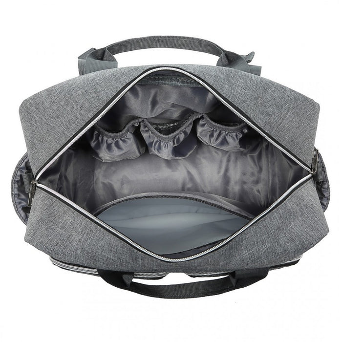 Nappy Changing Tote Bag with Built-In Changing Mat Thermal Insulation Waterproof Design – Grey
