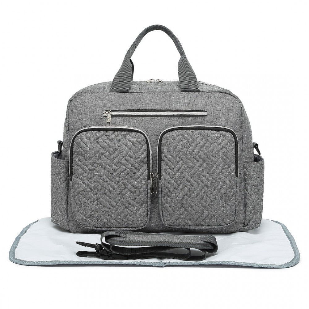 Nappy Changing Tote Bag with Built-In Changing Mat Thermal Insulation Waterproof Design – Grey