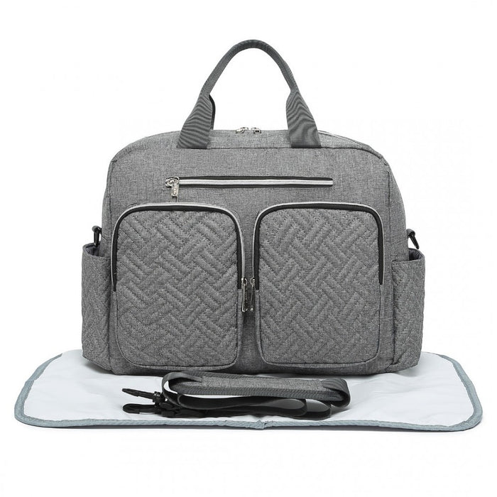 Nappy Changing Tote Bag with Built-In Changing Mat Thermal Insulation Waterproof Design – Grey