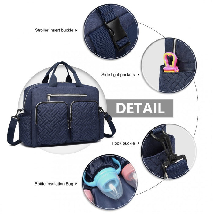 Nappy Changing Tote Bag with Built-In Changing Mat Thermal Insulation Waterproof Design – Navy