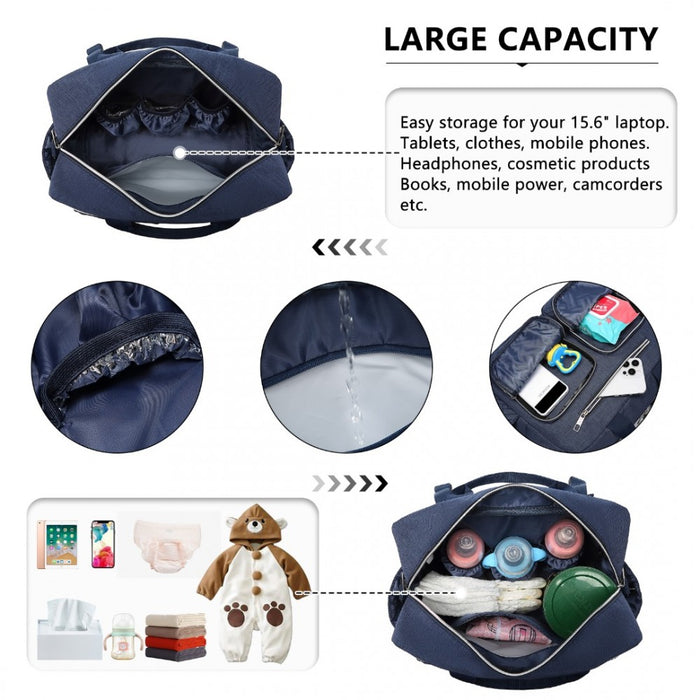 Nappy Changing Tote Bag with Built-In Changing Mat Thermal Insulation Waterproof Design – Navy