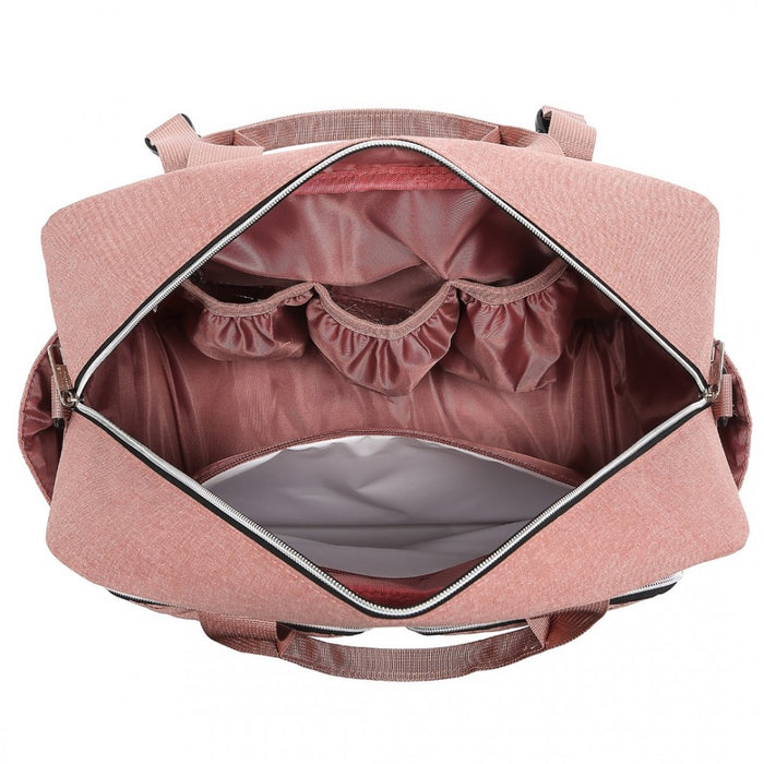 Nappy Changing Tote Bag with Built-In Changing Mat Thermal Insulation Waterproof Design – Pink
