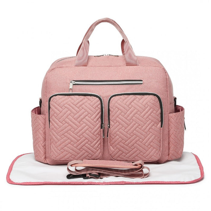 Nappy Changing Tote Bag with Built-In Changing Mat Thermal Insulation Waterproof Design – Pink