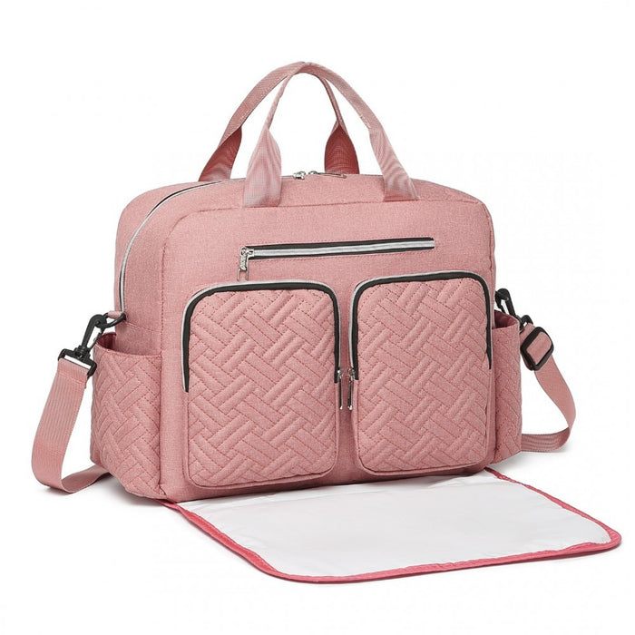 Nappy Changing Tote Bag with Built-In Changing Mat Thermal Insulation Waterproof Design – Pink