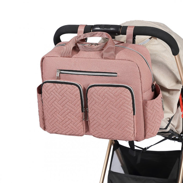 Nappy Changing Tote Bag with Built-In Changing Mat Thermal Insulation Waterproof Design – Pink