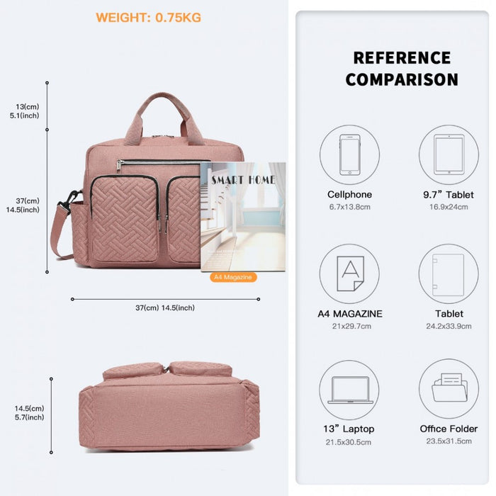 Nappy Changing Tote Bag with Built-In Changing Mat Thermal Insulation Waterproof Design – Pink