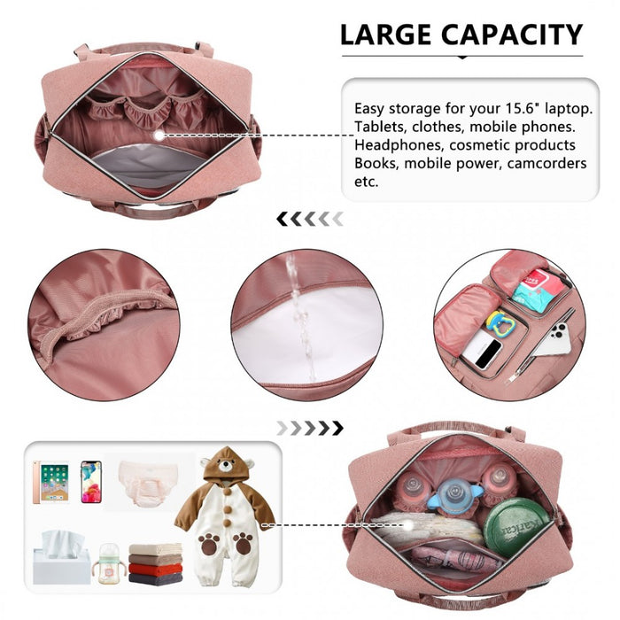 Nappy Changing Tote Bag with Built-In Changing Mat Thermal Insulation Waterproof Design – Pink