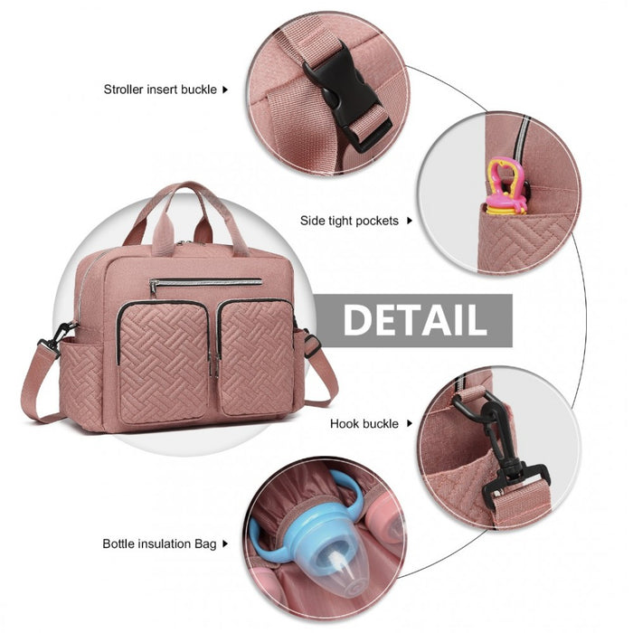 Nappy Changing Tote Bag with Built-In Changing Mat Thermal Insulation Waterproof Design – Pink