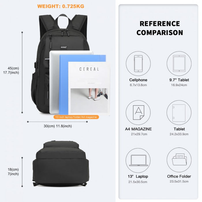 PVC Coated Urban Water-Resistant Backpack with Reflective Safety Straps and Multi-Compartment Design – Black