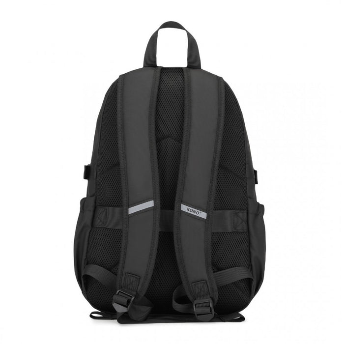 PVC Coated Urban Water-Resistant Backpack with Reflective Safety Straps and Multi-Compartment Design – Black