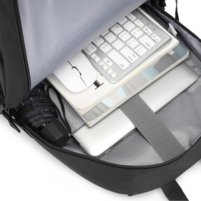 PVC Coated Urban Water-Resistant Backpack with Reflective Safety Straps and Multi-Compartment Design – Black