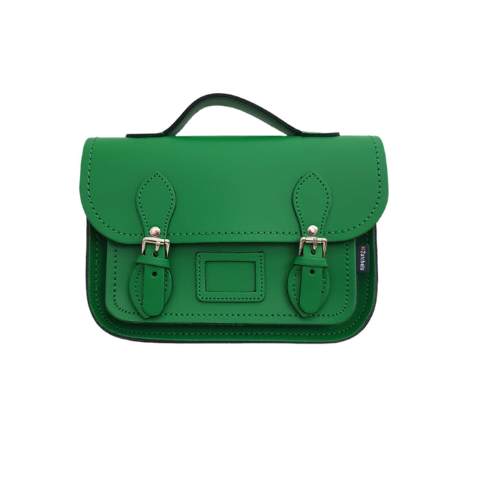Leather Midi Satchel - Green