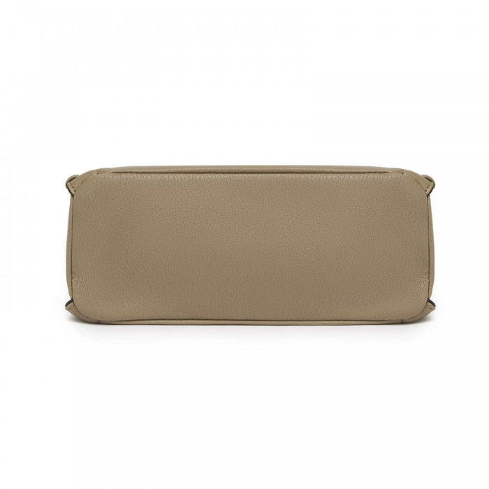 Textured PU Leather Crossbody Handbag with Woven Accents for Women – Khaki