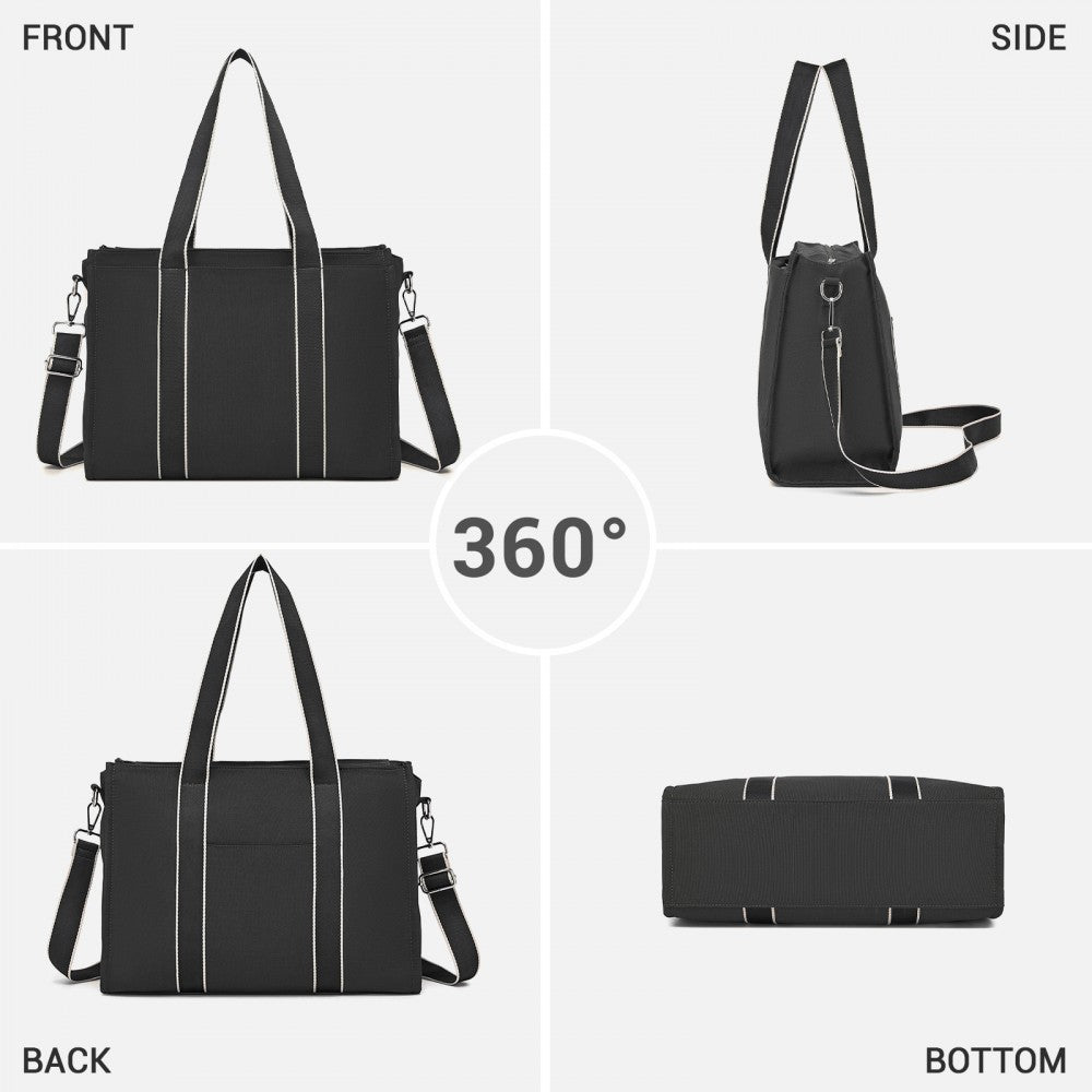 Large Tote Bag with 15.6-Inch Laptop Sleeve, Dual Carry Options – Black