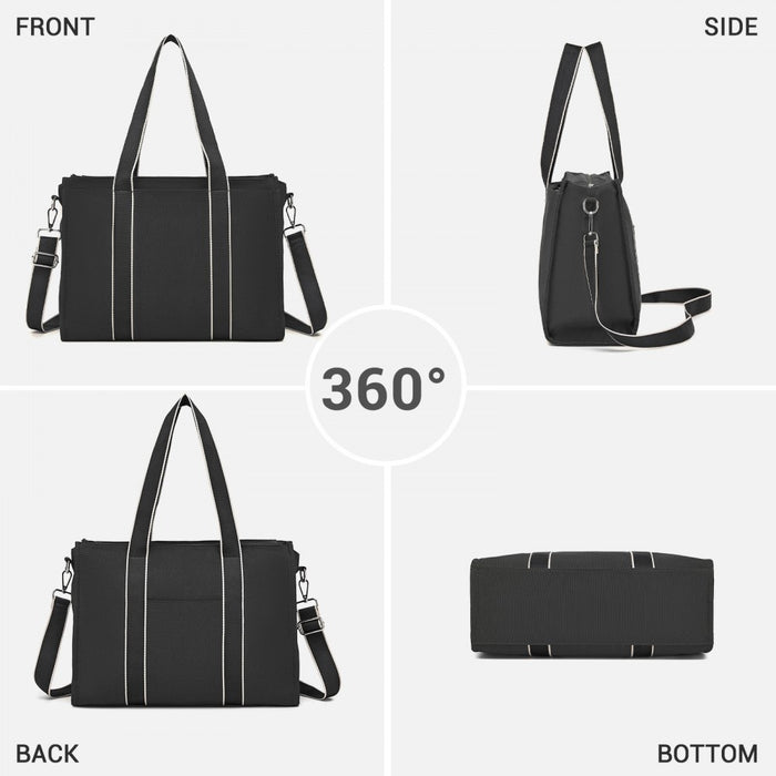 Large Tote Bag with 15.6-Inch Laptop Sleeve, Dual Carry Options – Black