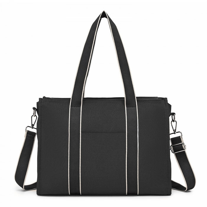 Large Tote Bag with 15.6-Inch Laptop Sleeve, Dual Carry Options – Black
