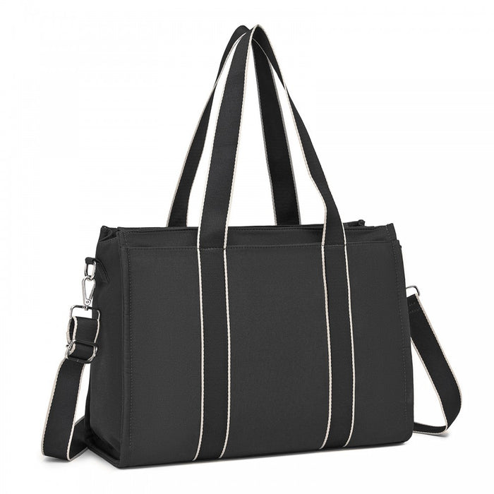 Large Tote Bag with 15.6-Inch Laptop Sleeve, Dual Carry Options – Black