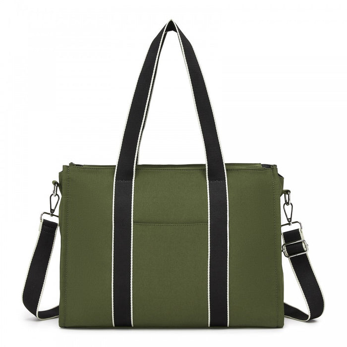 Large Tote Bag with 15.6-Inch Laptop Sleeve, Dual Carry Options – Green
