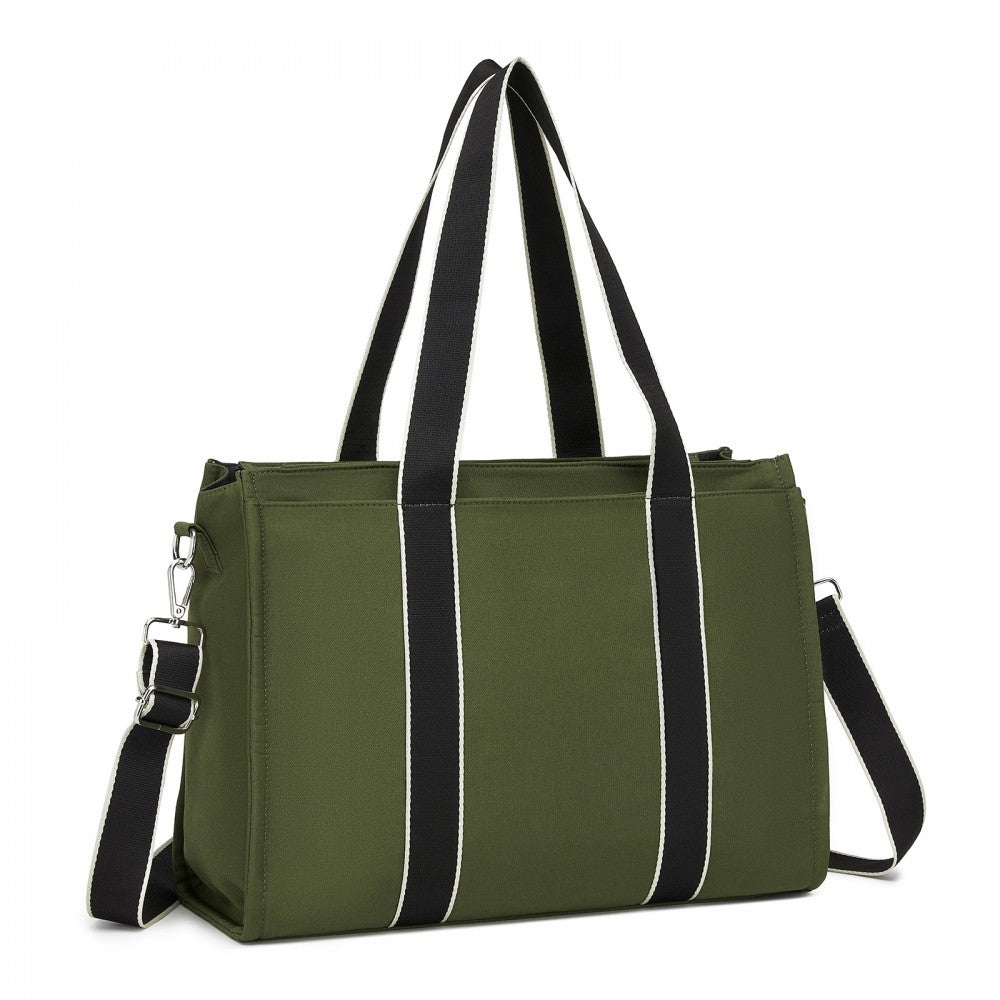 Large Tote Bag with 15.6-Inch Laptop Sleeve, Dual Carry Options – Green