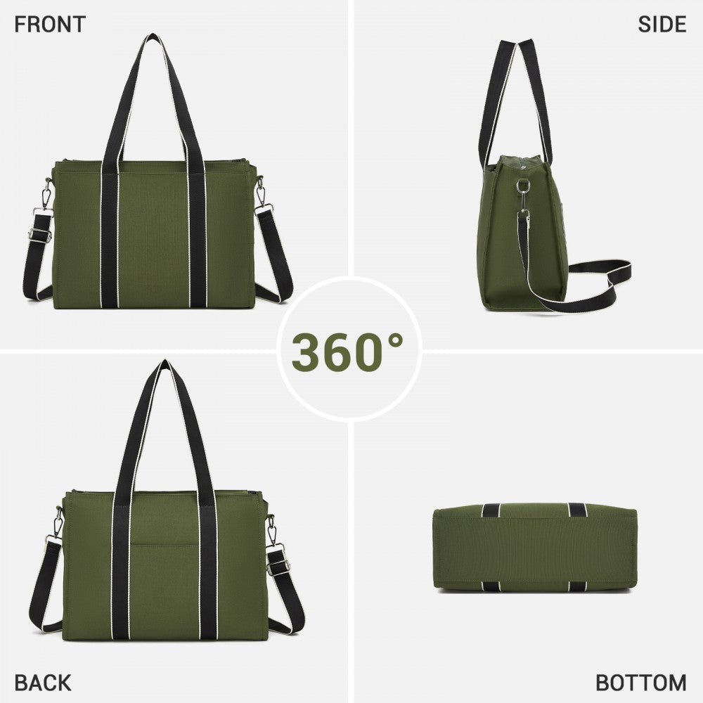 Large Tote Bag with 15.6-Inch Laptop Sleeve, Dual Carry Options – Green