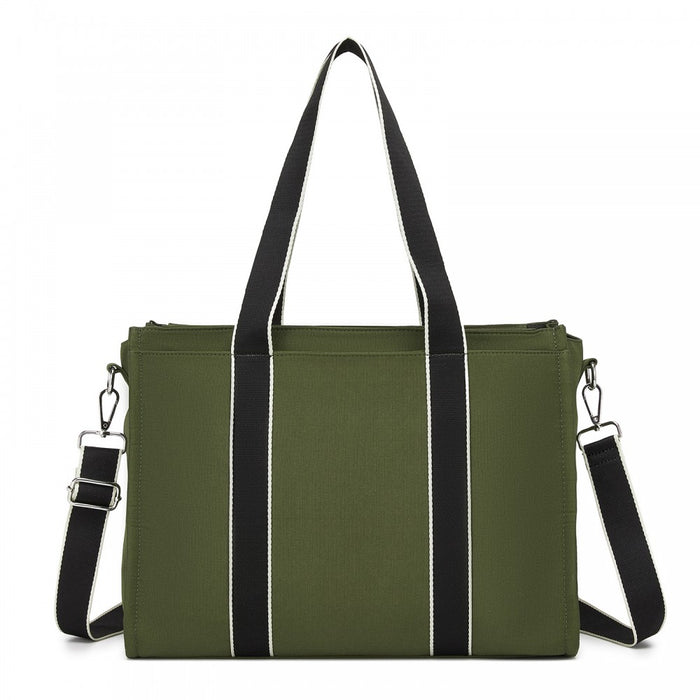 Large Tote Bag with 15.6-Inch Laptop Sleeve, Dual Carry Options – Green
