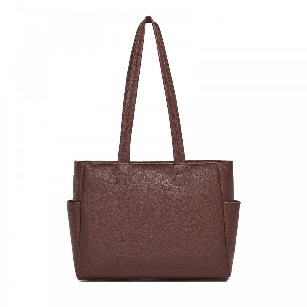 Women's Large PVC Tote Bag, 13-Inch Tablet Compartment, Commute and Shopping Handbag – Brown