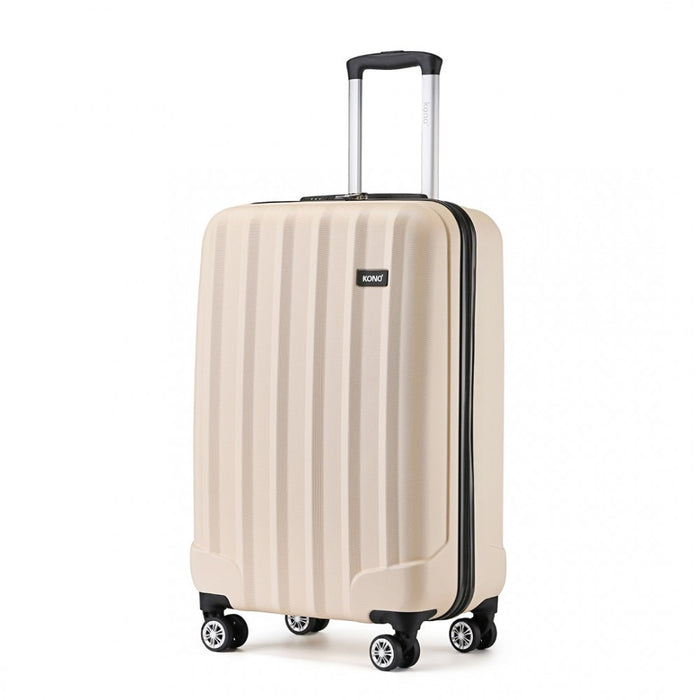 ABS+PC Hard Shell Cabin Luggage with Vertical Stripes – 19-Inch – Beige