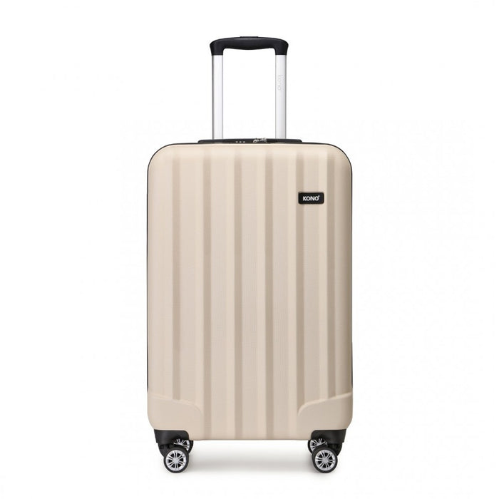 ABS+PC Hard Shell Cabin Luggage with Vertical Stripes – 19-Inch – Beige