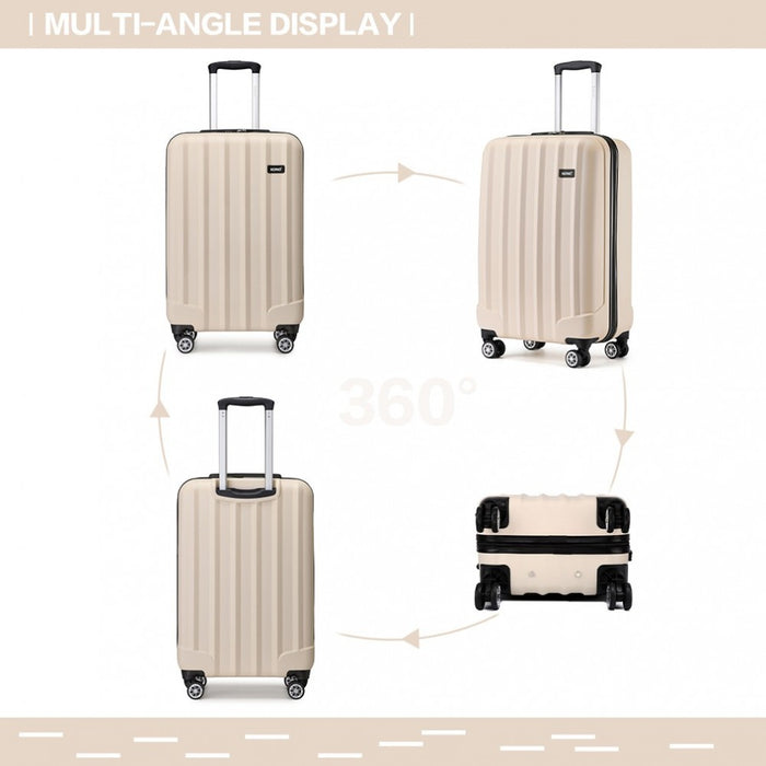 ABS+PC Hard Shell Cabin Luggage with Vertical Stripes – 19-Inch – Beige