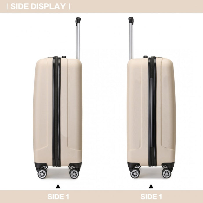 ABS+PC Hard Shell Cabin Luggage with Vertical Stripes – 19-Inch – Beige