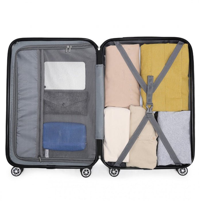 Striped ABS+PC Hard Shell Luggage with 360-Degree Spinner Wheels – 28-Inch – Beige