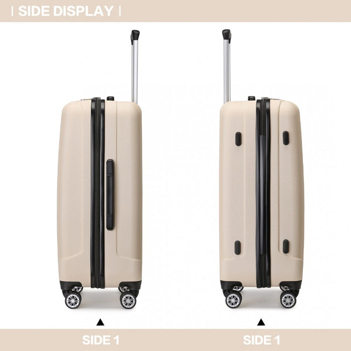 Striped ABS+PC Hard Shell Luggage with 360-Degree Spinner Wheels – 28-Inch – Beige