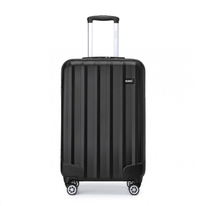 ABS+PC Hard Shell Cabin Luggage with Vertical Stripes – 19-Inch – Black