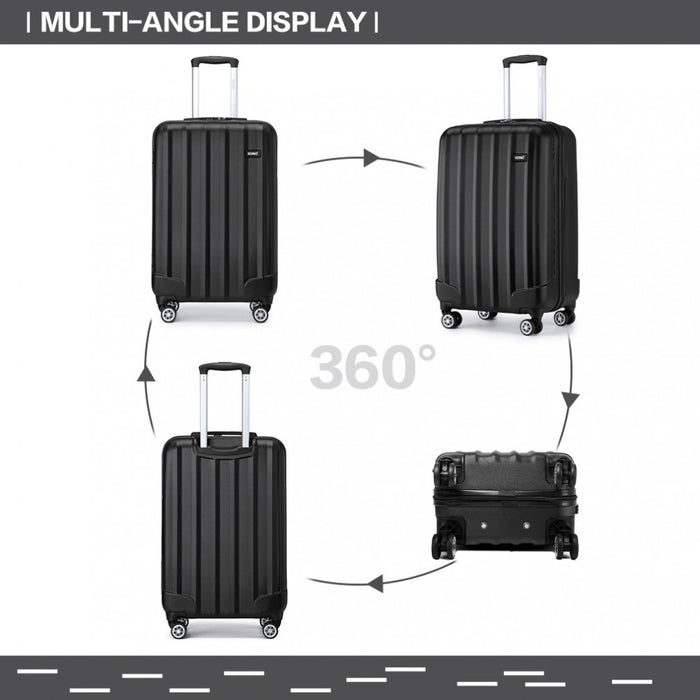 ABS+PC Hard Shell Cabin Luggage with Vertical Stripes – 19-Inch – Black