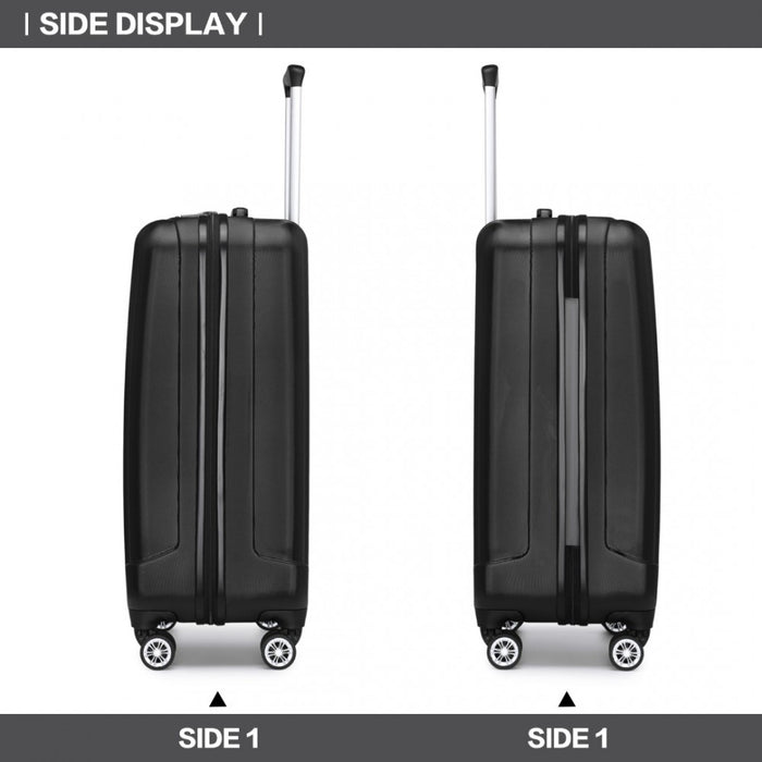 ABS+PC Hard Shell Cabin Luggage with Vertical Stripes – 19-Inch – Black