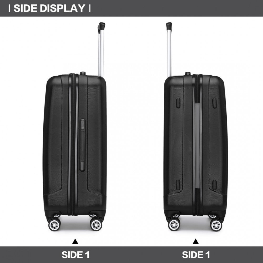 Striped ABS+PC Hard Shell Luggage with 360-Degree Spinner Wheels – 24-Inch – Black